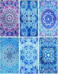 FuWeave 6 Pcs 72 x 36" Microfiber Oversized Beach Towels Large Absorbent Thin Compact Lightweight Sand Free Quick Dry Towels Pack for Travel Pool Yoga Gym Sports Beach Accessories(Mandala)