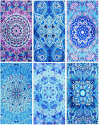 FuWeave 6 Pcs 72 x 36" Microfiber Oversized Beach Towels Large Absorbent Thin Compact Lightweight Sand Free Quick Dry Towels Pack for Travel Pool Yoga Gym Sports Beach Accessories(Mandala)