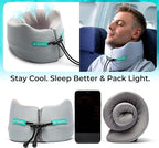 Travel Neck Pillow for Airplane: Neck Brace-Like Support 360° Chin Lock for Men in Middle Seat Sleep - Zero Head Slumping into Strangers - 8-Hour Upright Sleeping Without Neck Pain