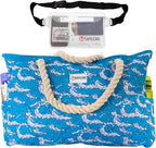 Beach Bag and Pool Bag Has Cooler Pocket, 7 Pockets Total, Zip Top. Family Size Waterproof Beach Tote