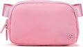 Pander Two Way Zipper Fanny Pack Nylon Everywhere Belt Bag for Women, Water Repellent Waist Packs, Crossbody Bags with Adjustable Strap (Light Pink).