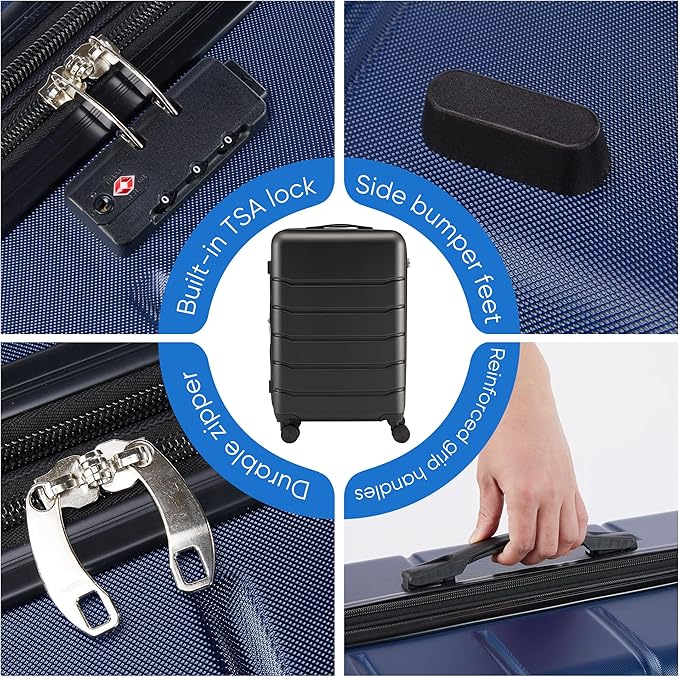 OLIXIS 29 Inch Luggage, Hardside Checked Suitcase with Spinner Wheels, Lightweight ABS Hard Shell Travel Luggage, TSA Approved Lock, Expandable Large Suitcase for Business & Travel–Blue