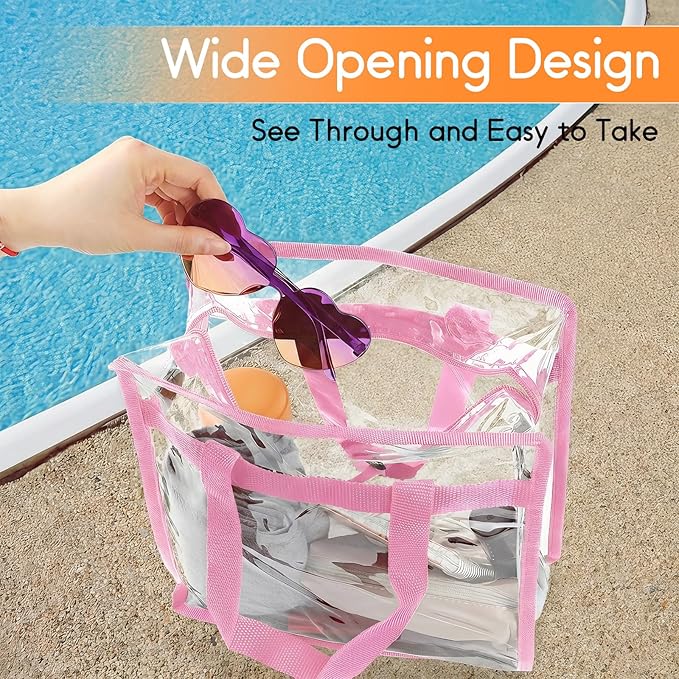 Hoiny Clear Bag for Stadium Events Approved, 12x6x12 Large Transparent Tote Bag with Zipper for Gym Concert Sports Festivals