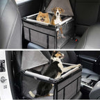 GENORTH Dog Car Seats for Small and Medium Dogs,Portable Puppy/Pet Car Booster Seat with Clip-On Leash and Mesh Window for Pet Up to 20 lbs