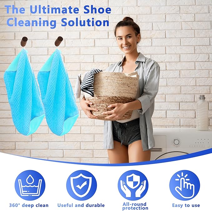 2Pcs Reusable Shoe Washing Machine Bag for Washer and Dryer:Free Up Hands, Prevent Deformation,shoe bag with Zipper Protection Design, Use for all Shoes,Sports Shoes