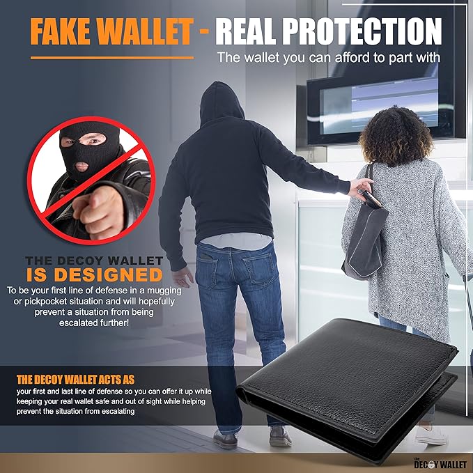 Fake Travel Decoy Wallet with 6 Realistic Fake Credit Cards - Pickpocket Safety