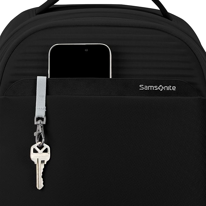 Samsonite Paralux Everyday Backpack - Laptop & Tablet Backpack with 5 Compartments, Removable TecKit™ Pouch, Microsuede Trim, Water Bottle Pockets - Work, Commute & Travel Bag - Black