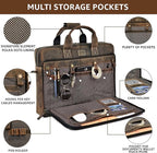 LEATHER VILLAGE 18" Leather Laptop Messenger Briefcase Bag for Men-Leather Satchel for Travel and Office Shoulder Bag-Rustic Brown
