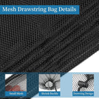 6PCS Black Mesh Bag Drawstring, 23 x 47 Inch Net Bag with Lock, Multipurpose Storage Bags for Gym, Laundry, Balls, Beach and Toys