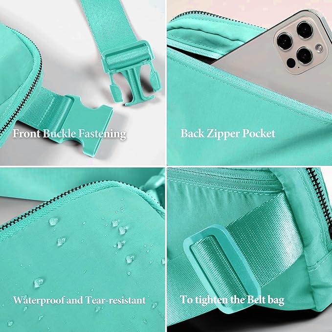 YOSHUYUKI Waist Belt Bag for Women Lulu Dupes Mini Small Crossbody Purse Sling Cute Fashion Waterproof Fanny Pack Over The Shoulder Bags Fashionable Travel Running Belt Pouch Bum Bag Peppermint Green