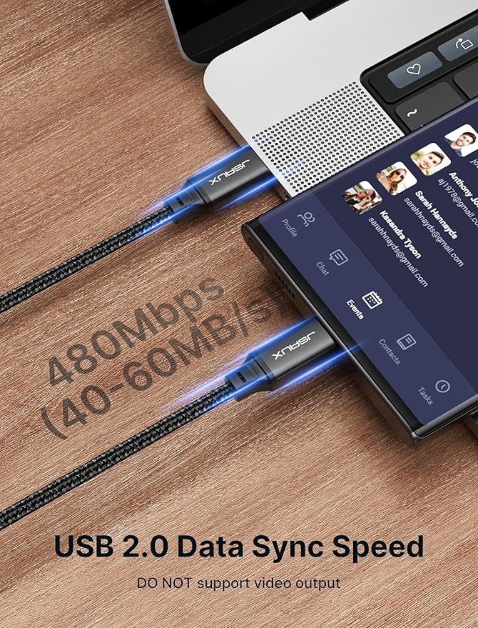 JSAUX 100W USB C to USB C Cable [2-Pack 6.6FT], Type C Fast Charging Cord for iPhone Air/iPhone 17/iPhone 17 Pro/iPhone 17 Pro Max, iPhone 16/15 Series, Galaxy S/Note Series, MacBook, iPad - Black