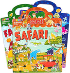 JOYIN 3 Sets Animal Reusable Sticker Book for Toddlers, 3D Sticker Book for Kids 3 4 5, Travel Essentials, Airplane Activity Toys, Crafts Gifts, Birthday Gifts - Farm, Ocean, Safari