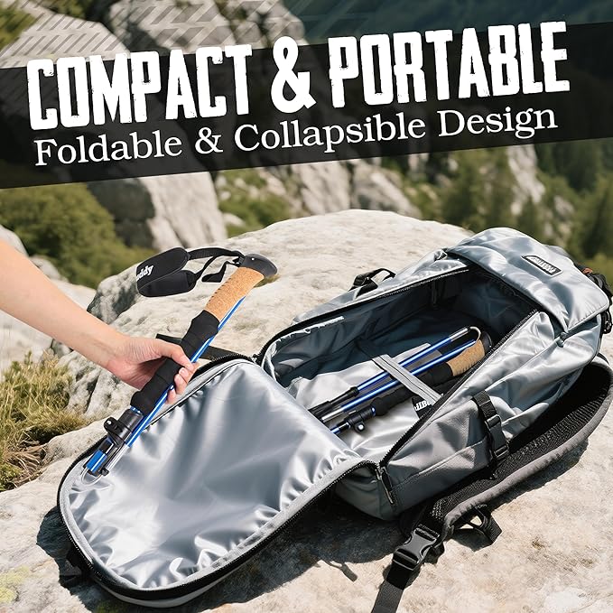 TrailBuddy Trekking Poles – Lightweight 7075 Aluminum Hiking Poles for Women, Men & Seniors – Collapsible Walking Sticks for Travel, Trails & Balance
