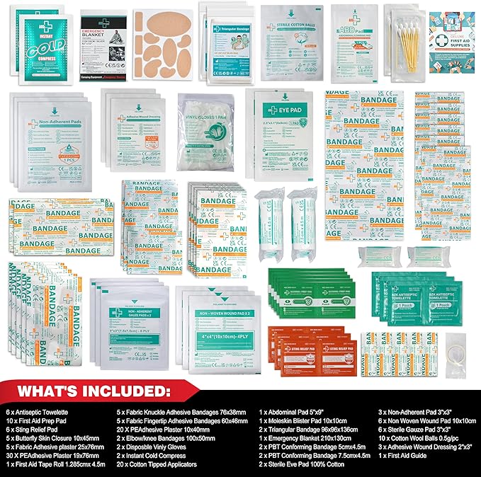 General Medi 160 Piece First Aid Kit Bag Refill Kit - Includes Instant Cold Pack, Bandages,Emergency Blanket, Moleskin Pad, Gauze - Extra Replacement Medical Supplies for First Aid