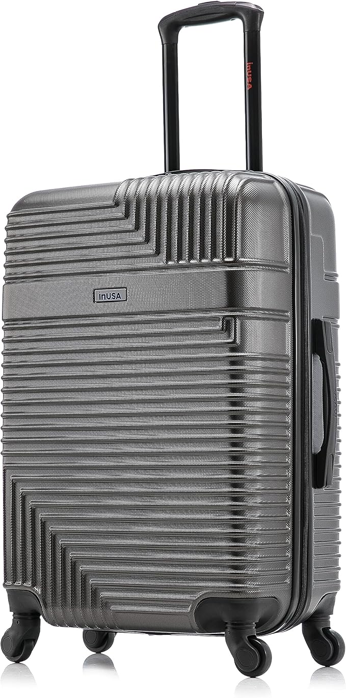 InUSA RESILIENCE Luggage with Spinner Wheels | Durable Lightweight Hardside Spacious Travel Bag with Handle and Trolley | 24-Inch Medium Checked Luggage | Charcoal