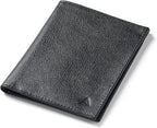 Allett Travel Wallet, Onyx Black | Leather, Thin Bifold, RFID Blocking, Minimalistic, Front Pocket | Holds Up To 10 Cards & Passport | For Men & Women