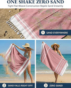 LANE LINEN Turkish Beach Towel 2 Pack, Oversized Beach Towel 39"x71", Lightweight Beach Essentials for Women, Large Pool Towel, Absorbent & Quick Dry, Sand Free Beach Towel - Hibiscus