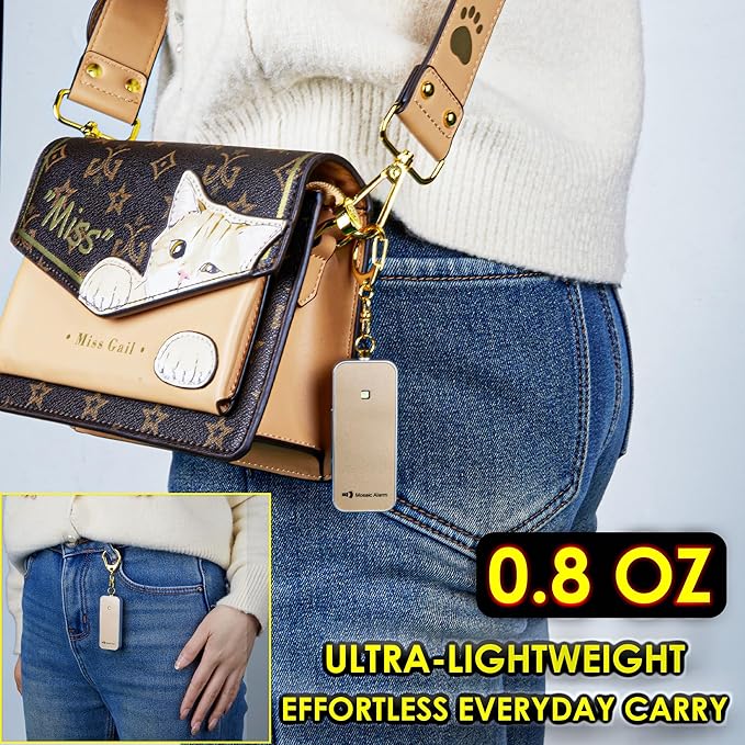 Ultrathin Personal Alarm Rainproof Ultra-Lightweight (0.8 oz) Bulky-Free Keychain Siren for Women, Students Safety. SOS Emergency 130db Hiking Alert Strobe Light. Replaceable Battery. Black
