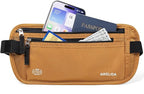 RFID Blocking Money Belt - Passport Holder & Travel Wallet, Slim Hidden Fanny Packs for Women Men - Gold