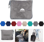 BlueHills Long Travel Blanket Pillows for Two Airplane Traveling Essentials Flight Throws in Bag case with Backpack Clip Compact Large Plane Accessories – Gray and Pink