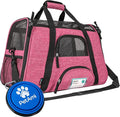 PetAmi Airline Approved Pet Carrier for Cats & Small Dogs, Soft Sided TSA Travel Carrier Bag Sherpa Bed, Breathable Mesh Ventilation, Collapsible Bowl, Fit Under Seat, Up to 18 lbs, Small Heather Pink