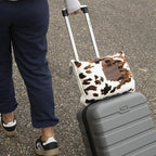 CARSTENS, INC. Travel Blanket, Premium Compact 2-in-1 Airplane Blanket/Pillow, Wrangler Tri-Color Cowhide