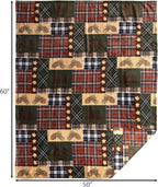 CARSTENS, INC. Travel Blanket, Premium Compact 2-in-1 Airplane Blanket/Pillow, Tree Plaid Rustic