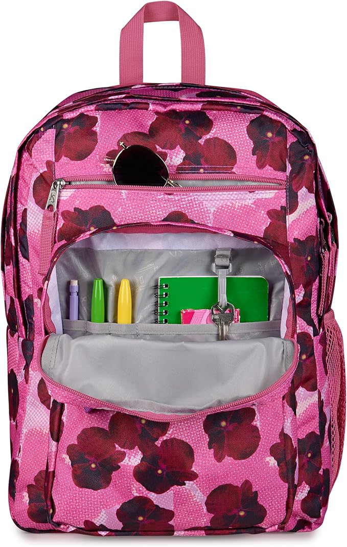 JanSport Laptop Backpack - Computer Bag with 2 Compartments, Ergonomic Shoulder Straps, 15” Laptop Sleeve, Haul Handle - Pop Art Pansies