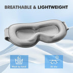 Sleep Eye Mask for Men Women, Sleeping Mask for Side Sleeper, Travel Blackout Night Blindfold Eye Shade Cover with Adjustable Strap (Ash Grey)