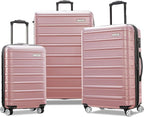 Samsonite Omni 2 Hardside 3 Piece Set - Includes Global Carry-On, Medium, & Large Checked Suitcases - 360° Dual Spinner Wheels - Integrated TSA Lock & Expansion - Amazon Exclusive - Rose Gold