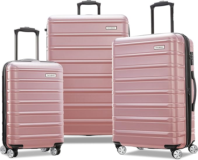 Samsonite Omni 2 Hardside 3 Piece Set - Includes Global Carry-On, Medium, & Large Checked Suitcases - 360° Dual Spinner Wheels - Integrated TSA Lock & Expansion - Amazon Exclusive - Rose Gold