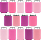 Blank Beer Can Cooler Sleeves (14-Pack) Soft Insulated Beer Cozy for Cans - HTV Friendly Plain Coolies in Bulk for Beer Cans & Bottles - Can Cozy Sublimation Blanks for Vinyl Projects & Wedding Favors