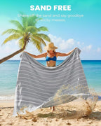 2 Pack Giant Huge Thin Boho Throw Blanket Turkish Beach Blanket Towel Jumbo Extra Large XL XXL Big Oversized Outdoor Picnic Accessories Travel Essentials Camping Gears Must Haves Yard Yoga Mat Grey