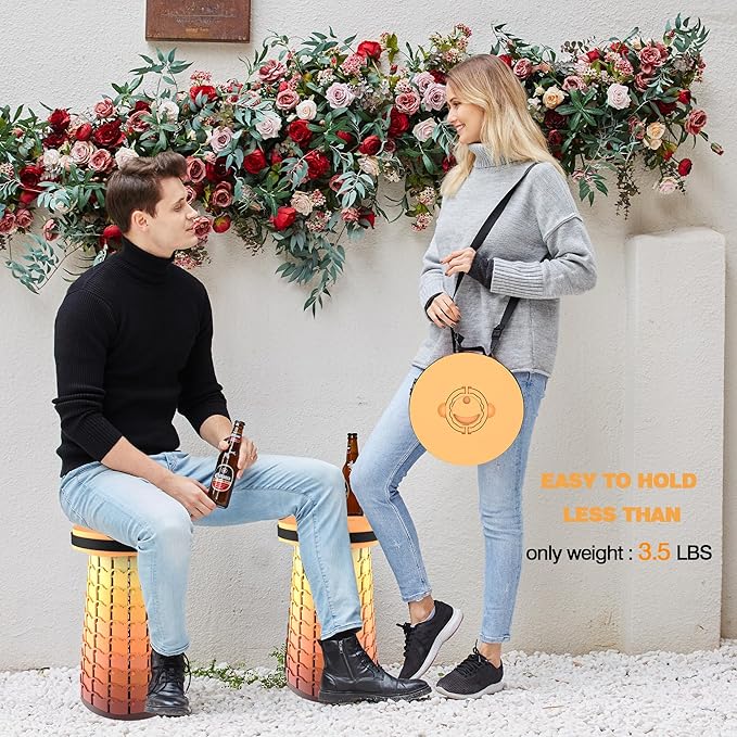 ALEVMOOM Upgraded XXL Collapsilbe Stool with Cushion,More Sturdy and Height 19.7",D11.8,Portable and Lightweight Adjustable Chair Telescoping Stool for Camping Hiking BBQ Max Loading 1000Ibs