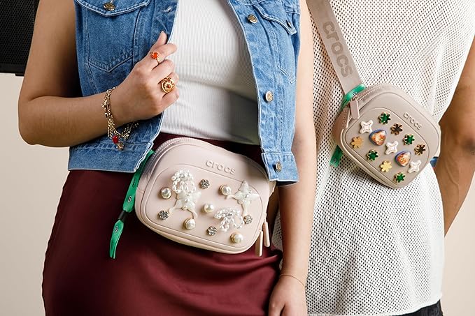 Crocs Classic Belt Waist Bag, Customizable Fanny Pack, Personalize with Jibbitz Charms, Taupe, One Size