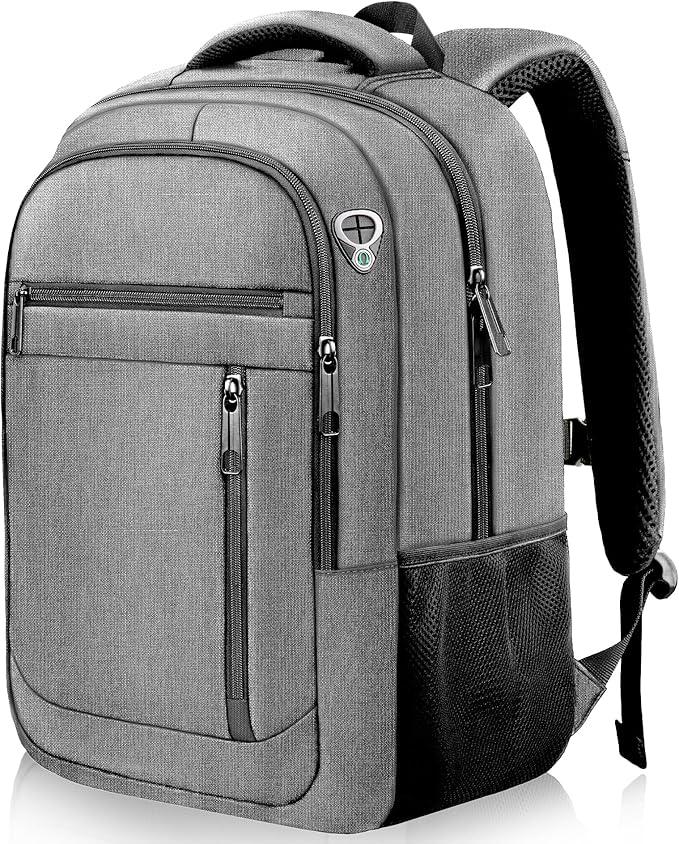 Travel Backpack, Extra Large 45L Travel Backpack for Men & Women, Expandable Laptop Bag, Water Resistant Computer Backpack Fits 18.4 Inch Laptop, Lightweight Daypack for Flight, Grey