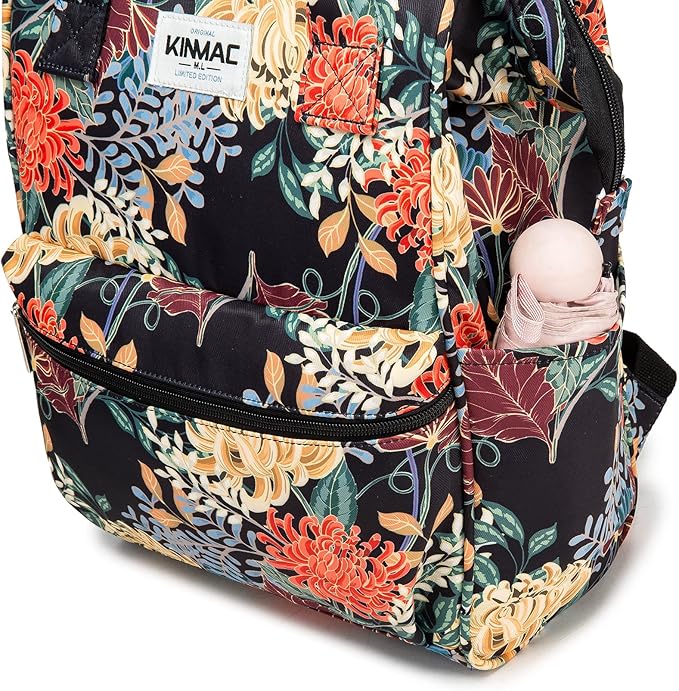 Kinmac Wide Open Style Laptop Backpack for Laptop Up to 15.6 Inch Men Women Travel Outdoor Backpack (Golden Chrysanthemum)