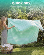 Giant Huge Thin Boho Throw Blanket Turkish Beach Blanket Towel Jumbo Extra Large XL XXL Big Oversized Outdoor Picnic Accessories Airplane Travel Essentials Camping Gears Must Haves Yard Yoga Mat Aqua