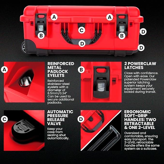 NANUK 935 Wheeled Waterproof First Aid Box Empty – Durable, Medical First Aid Organizer Case, IP67-Rated, Dustproof, Impact-Resistant, and Floats (20.5” x 11.3” x 7.5”) – Red
