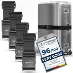 TRAVELY Luggage Straps - Particularly conspicuous & Secure - Incl. 4 Name Tags - Luggage Strap Ideal crosswise - [Set of 4]