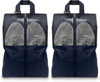 Shoe Bags For Travel, Used As For Storage or Shoe Travel Bag, Space Saving When Travelling With This Travel Shoe Bags For Packing, Featuring Waterproof Nylon Sneaker Bag. (Navy, 2 Pack, Large)