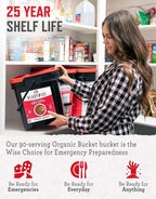 ReadyWise Emergency Food Supply - 90 Servings Organic Bucket, Protein Meals, Dehydrated & Freeze Dried Survival Food for Backpacking, Camping Essentials & Prepping Supplies, up to 25 Year Shelf Life