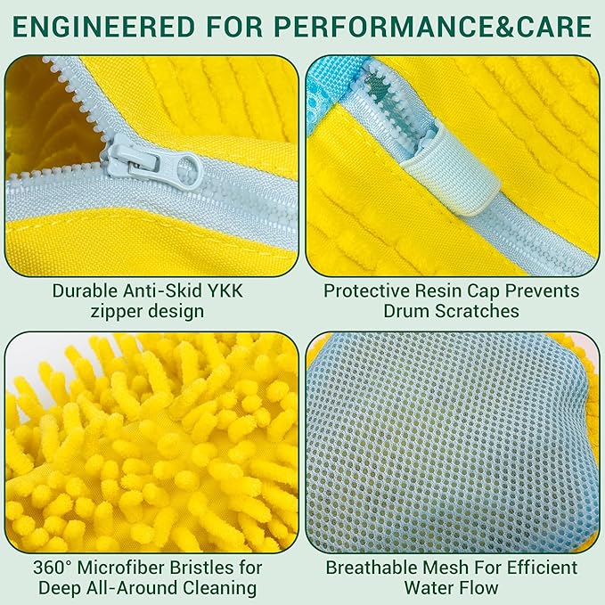 Shoe Washing Machine Bag - Set of 2 Shoe Bags, 360° Deep Clean Shoes Laundry, Reusable Shoe Bag for Washer, Sneaker washing machine bags, Yellow