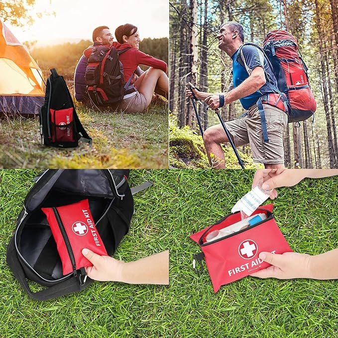 Mini First Aid Kit, 122 Piece Small First Aid Kit Designed for Family Emergency Care for Home, Camping, Hiking, Backpacking, Travel, Vehicle, Outdoors & Schools