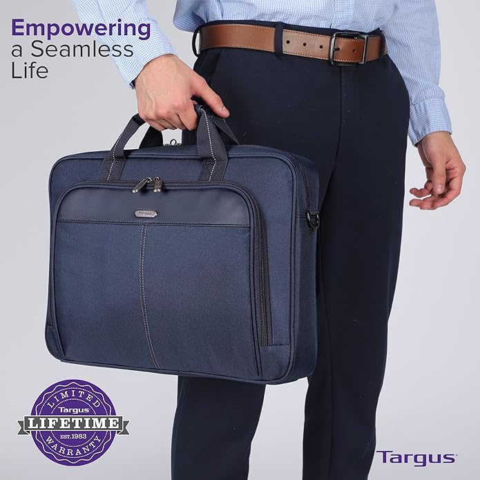 Targus Classic Slim Laptop Bag - Ergonomic Briefcase and Messenger Bag - Spacious Foam Padded for Laptops and Under