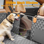 PETICON Back Seat Extender for Dogs, Hard Bottom Dog Car Seat Cover - Supports 400lbs, Rear Seat Pet Cover with Mesh Window, Waterproof Dog Hammock for Car SUV