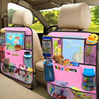 ULEEKA Car Backseat Organizer with 11" Table Holder, 10 Storage Pockets Seat Back Protectors Kick Mats for Kids Toddlers, Travel Accessories, 2 Pack, Pink
