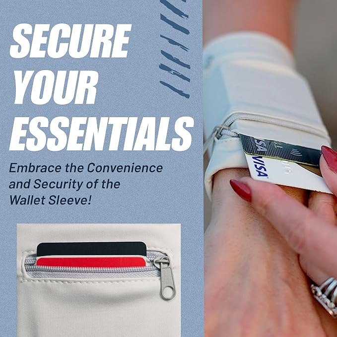 Wallet Sleeve, Wallet Wristband - Anti-Pickpocket -RFID Anti-theft - Lightweight -Perfect for Travel, Running, Hiking,3 Pack