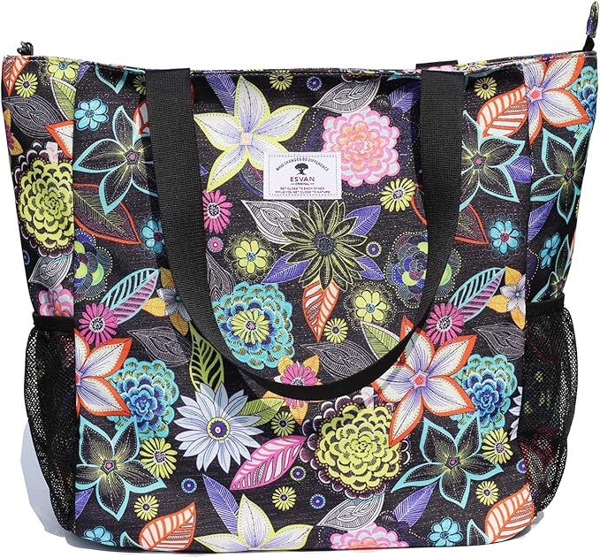 Original Floral Water Resistant Large Tote Bag Shoulder Bag for Gym Beach Travel Daily Bags Upgraded