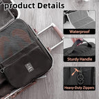 Large Shoe Bags for Travel Holds 4 Pair of Shoes, Shoe Storage Pouch with 3 Layers Compartments, Waterproof & Washable (Black)